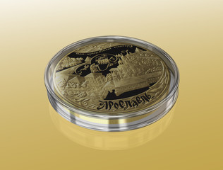 commemorative gold coin 10000 rubles city of Yaroslavl. Russia