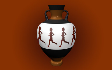 Vase with handles in antique style depicting runners