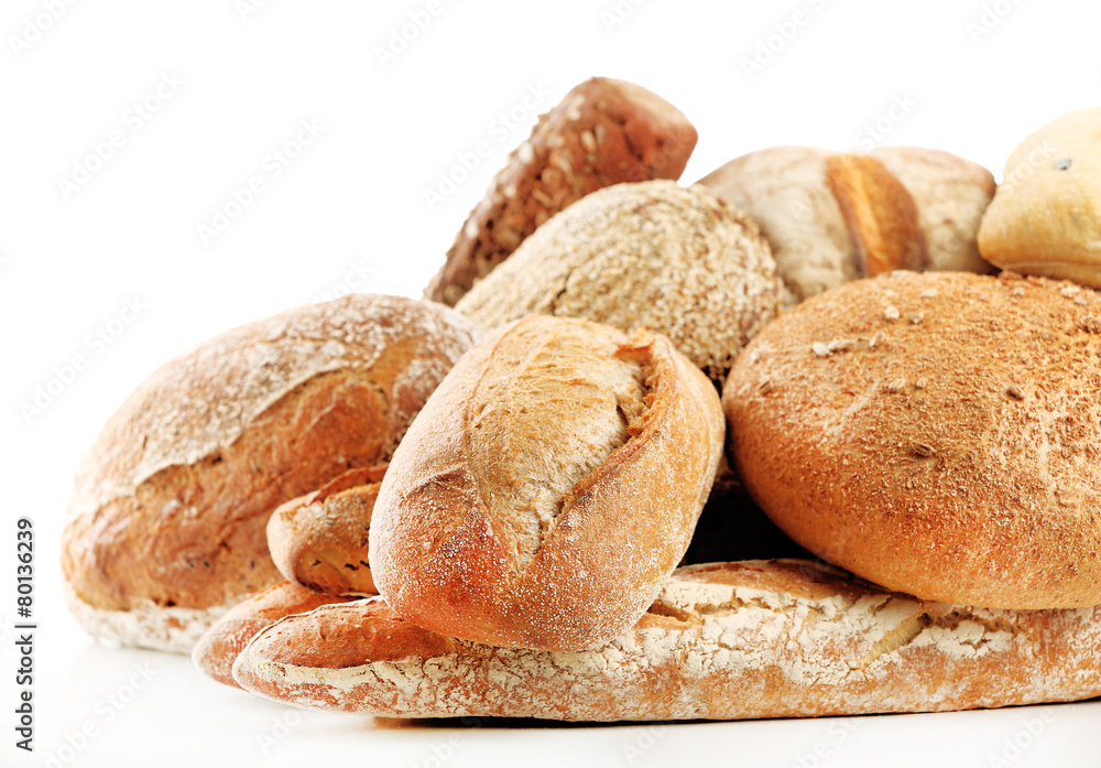 Canvas Prints different fresh bread, isolated on white