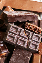 Set of chocolate, closeup