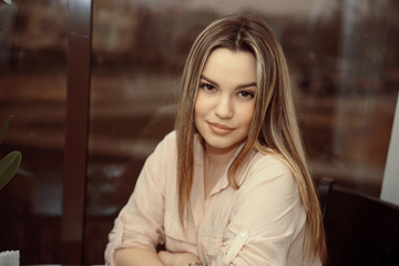 Portrait of a girl in the cafe