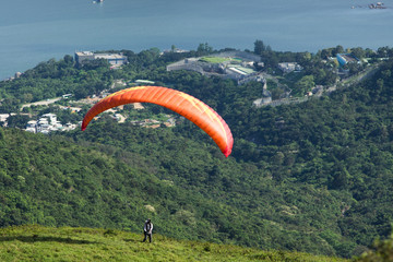 Paragliding - take off.