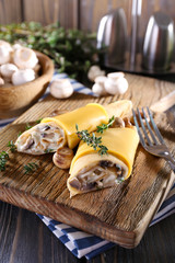 Pancakes with creamy mushrooms