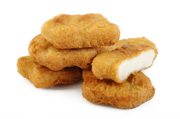 chicken nuggets isolated on white background