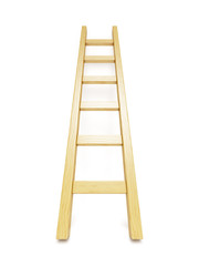 Wooden ladder near white wall