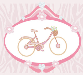 Bicycle with flowers in the basket