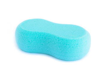 Blue synthetic sponge - isolated on white background