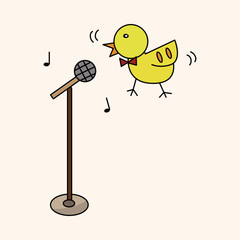 animal bird playing instrument cartoon theme elements