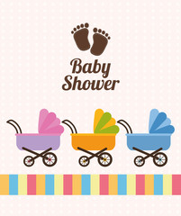 Baby shower colorful card design, vector illustration.