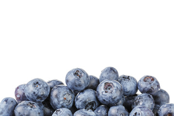fresh blueberries border over white background