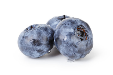 fresh wet blueberries isolated