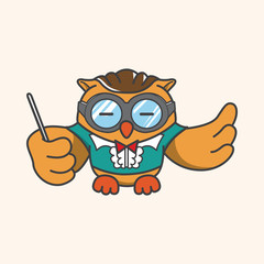 animal owl playing instrument cartoon theme elements