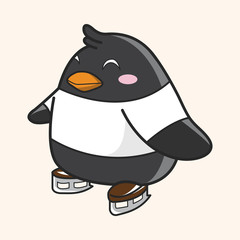 Animal penguin doing sports cartoon theme elements