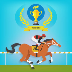 The champion of race horse riding, Vector illustration