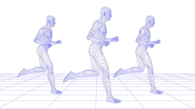 Three wireman running side view, loopable