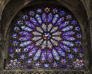 Stained glass in basilica of saint-denis,  France