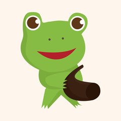 animal frog playing instrument cartoon theme elements