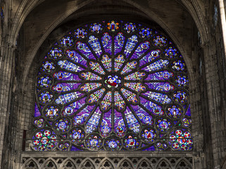 Stained glass in basilica of saint-denis,  France