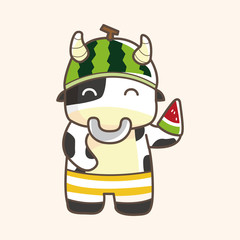 animal cow summer cartoon theme elements