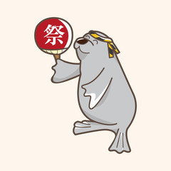 animal seadog summer cartoon theme elements
