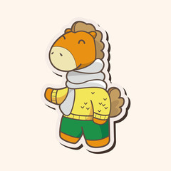 animal horse winter cartoon theme elements