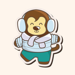 animal monkey winter cartoon theme elements