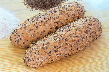 Bread rolls with various grains