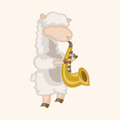 animal sheep playing instrument cartoon theme elements