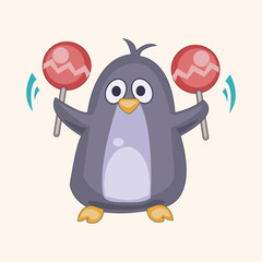 animal penguin playing instrument cartoon theme elements