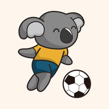 Animals play football cartoon theme elements