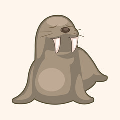 animal sea lion cartoon theme elements