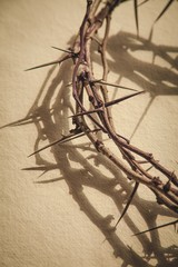 Fototapeta na wymiar Good. This Crown of Thorns against parchment paper represents