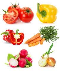 collection of vegetables isolated on the white background