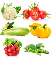 collection of vegetables isolated on the white background