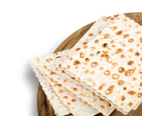 Meal. Matzo for passover seder celebration on white background