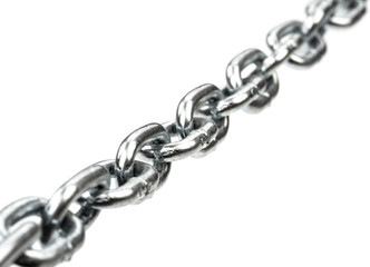 Fototapeta premium Steel chain on isolated white bacground