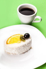 coconut piece of cake and coffee