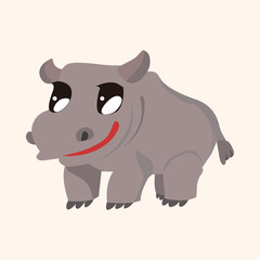 animal hippo cartoon theme elements