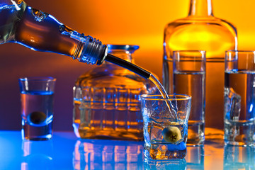 vodka  on glass table