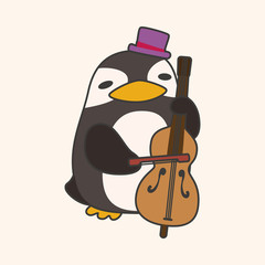 animal penguin playing instrument cartoon theme elements