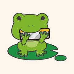 Obraz premium animal frog playing instrument cartoon theme elements