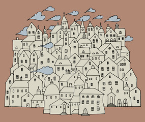 Cartoon hand drawing houses