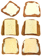 set from sandwich from bread, butter and cheese