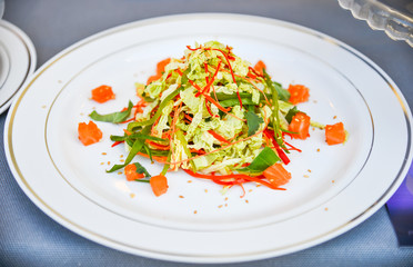 salad vegetables and fish