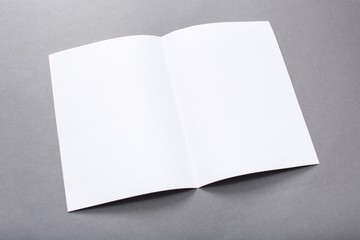 Blank. Blank folded flyer isolated on gray with clipping path