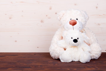 cute teddy bear toy on the board top view