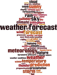 Weather forecast word cloud concept. Vector illustration