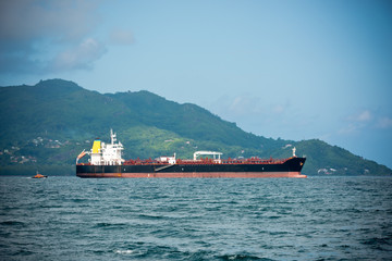 Cargo ship sailing in the Indian ocean