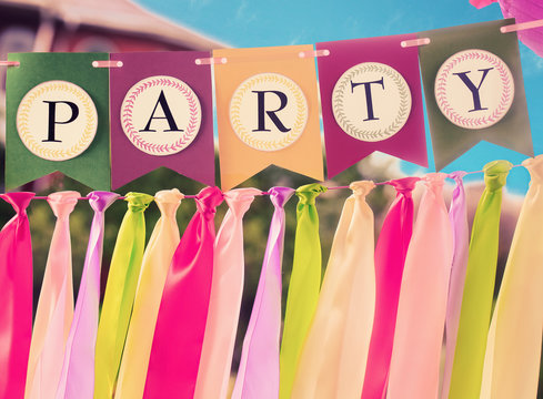 Colourful party swag banner