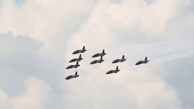 Group aerobatics nine CF-339 on air show